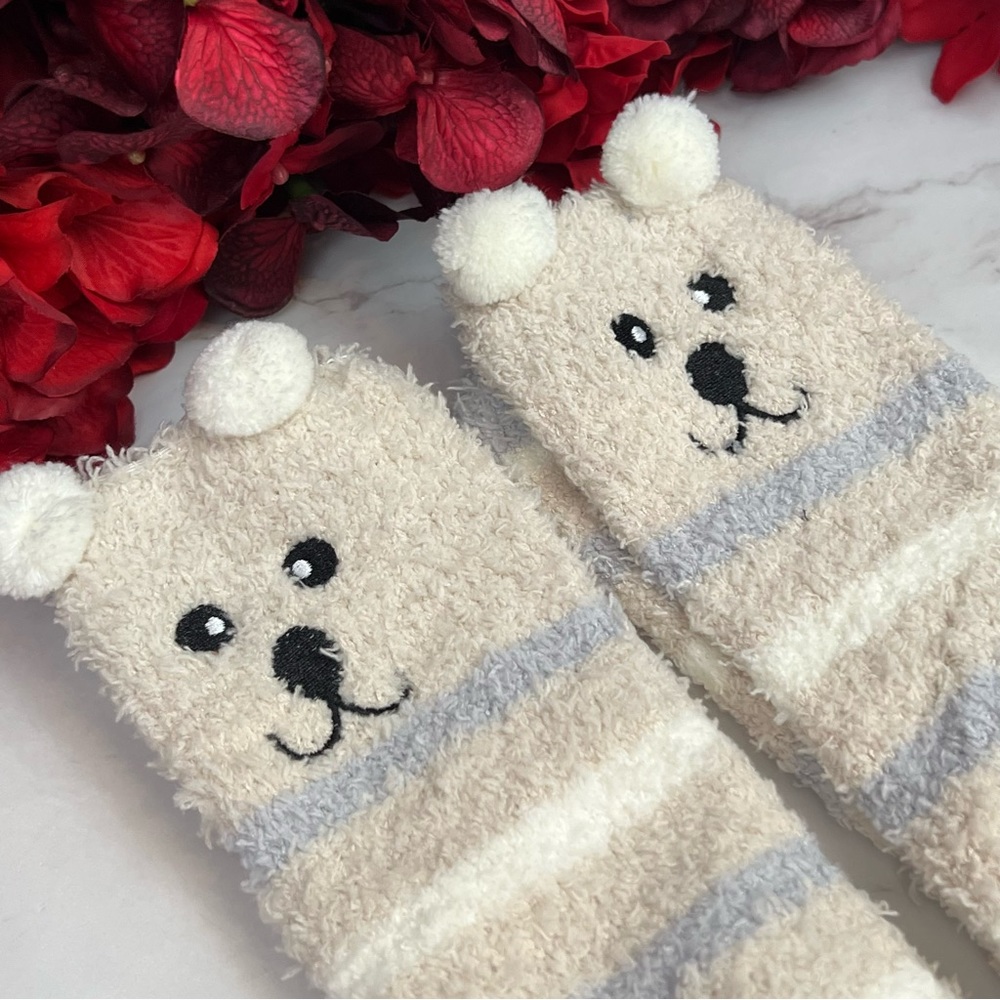 Plush Animal Mocha & Gray Striped Puppy Dog Over the Knee Socks - Picture 10 of 15